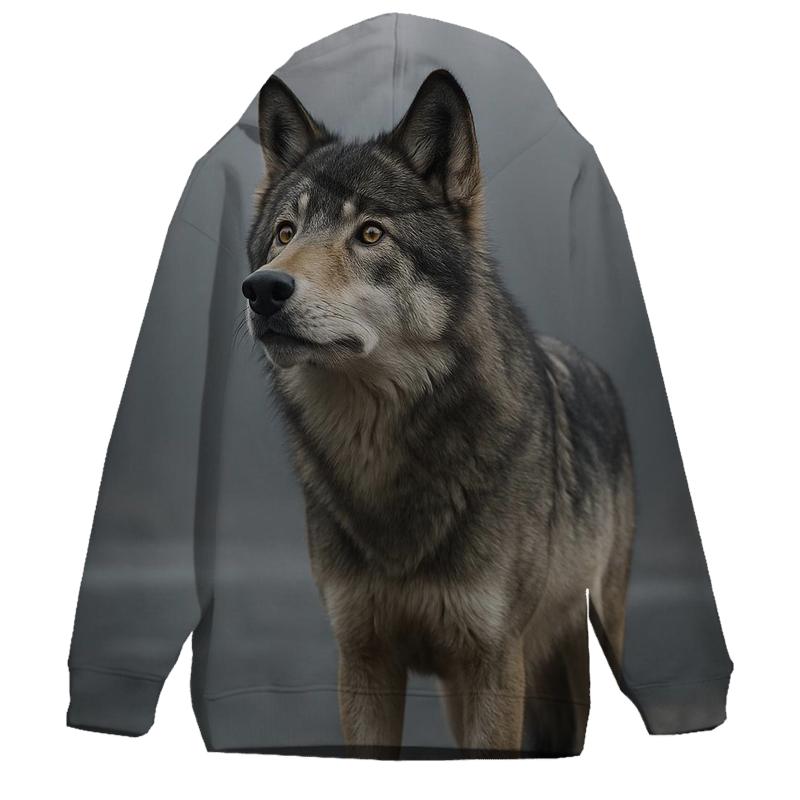 Mistline Sentinel Grey Wolf printed hoodies
