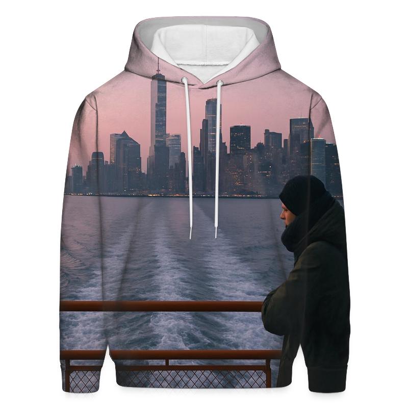 Pre Dawn Ferry Wake With Lower Manhattan Silhouette zip-up hoodies