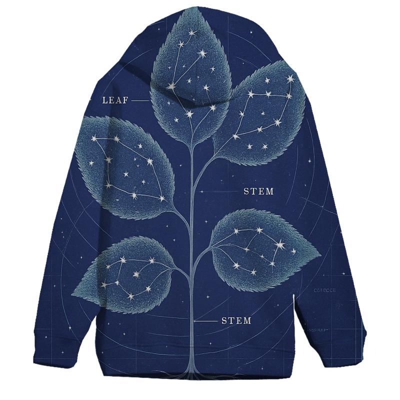 Cosmic Botanical Blueprint pullover hoodies