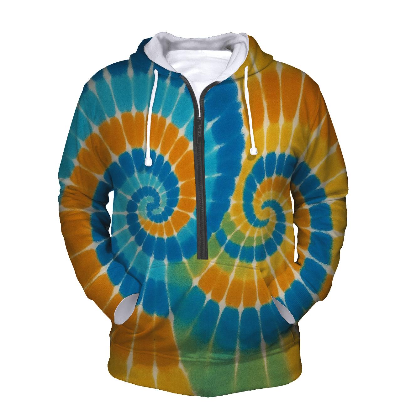 Double Spiral Binary Vortex printed hoodies
