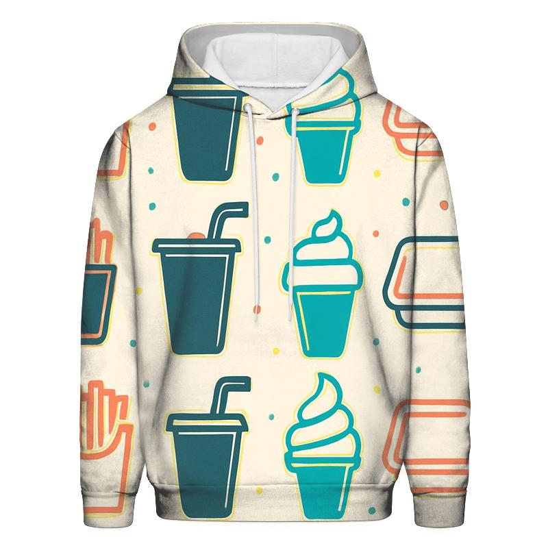 Mall Food Court Neon Tray Icons pullover hoodies