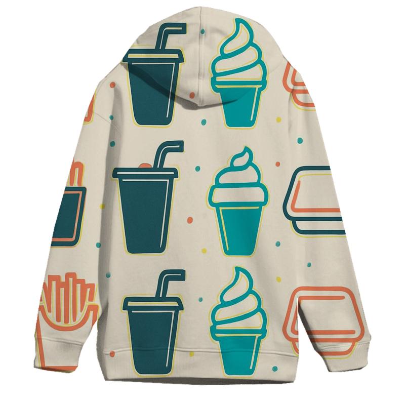 Mall Food Court Neon Tray Icons pullover hoodies