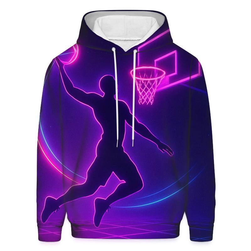Neon Orbit Basketball Dunk graphic hoodies
