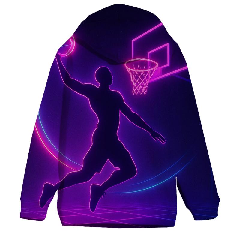 Neon Orbit Basketball Dunk graphic hoodies