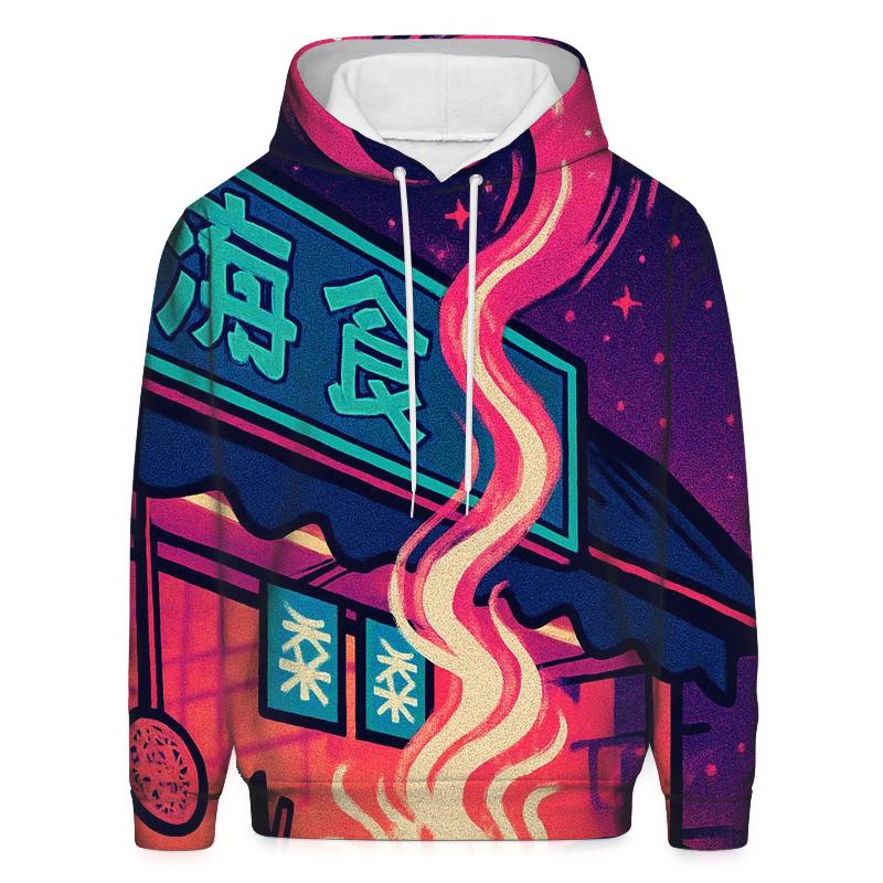 Neon Street Food Galaxy premium hoodies