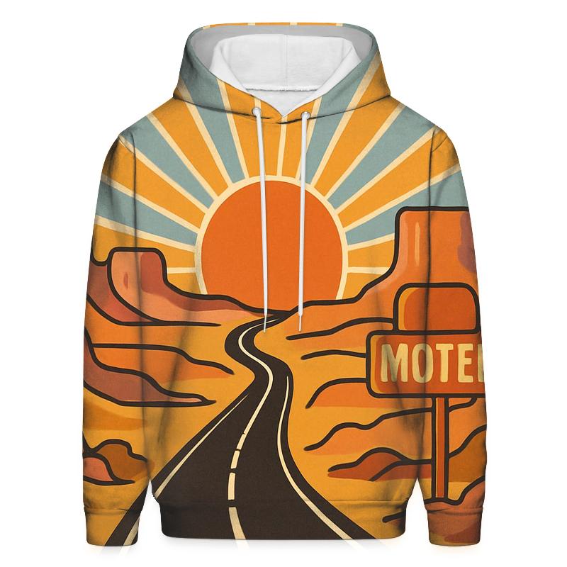 Desert Highway Sunburst Map premium hoodies