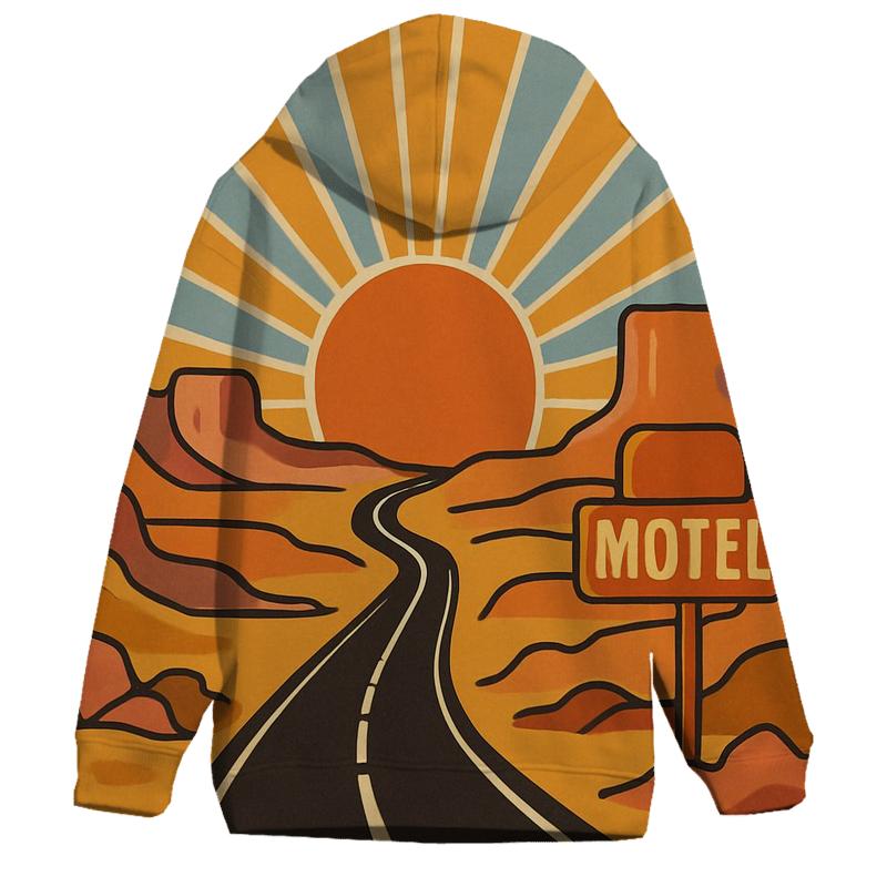 Desert Highway Sunburst Map premium hoodies