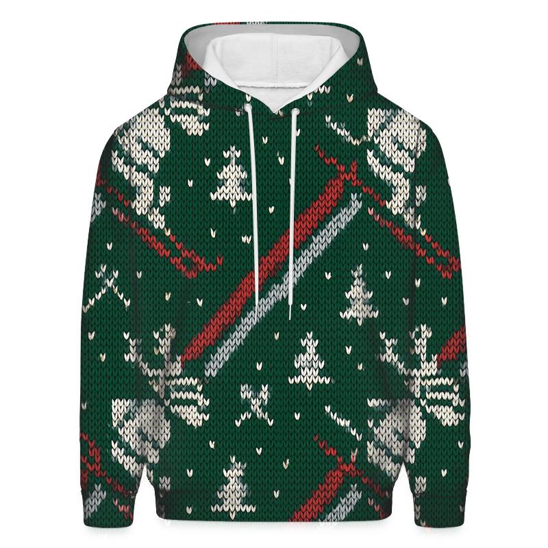 Reindeer Ski Slope Stripe Design printed hoodies