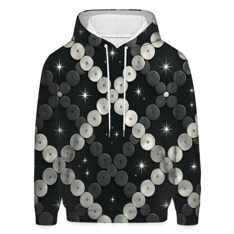 Silver Charcoal Sequin Lattice heavyweight hoodies