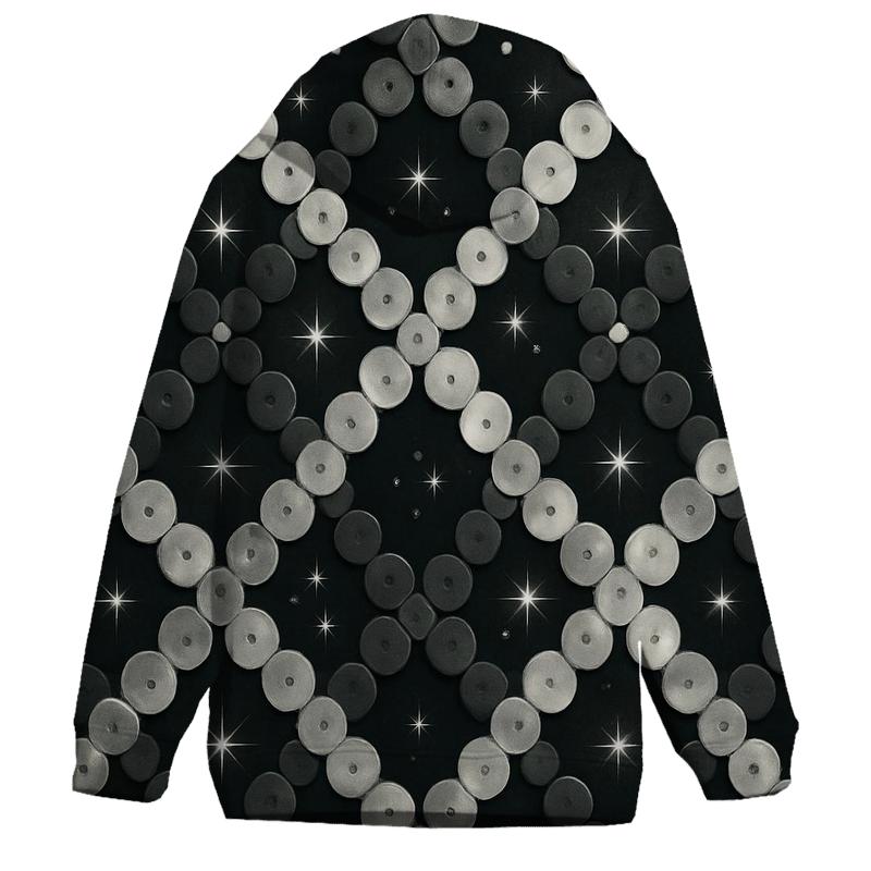 Silver Charcoal Sequin Lattice heavyweight hoodies