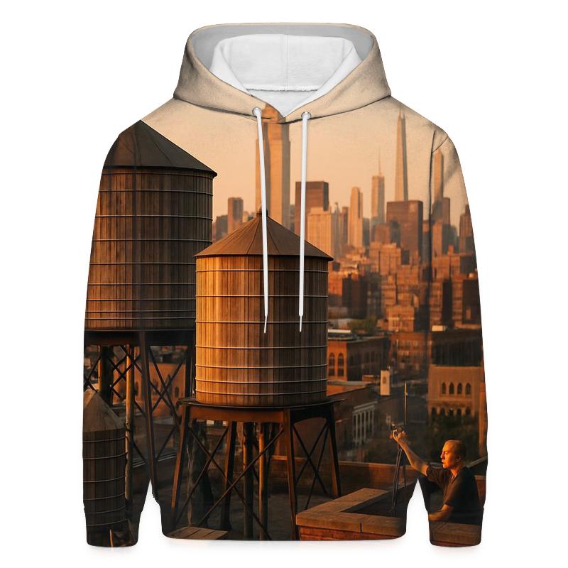 Golden Hour From A Harlem Rooftop With Recurring Water Towers pullover hoodies
