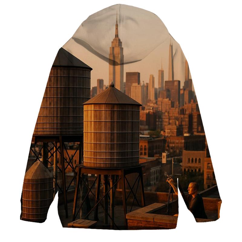 Golden Hour From A Harlem Rooftop With Recurring Water Towers pullover hoodies