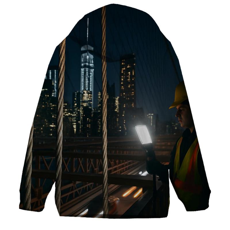 Night Maintenance Lights On The Brooklyn Bridge Cables With Downtown Beyond designer hoodies