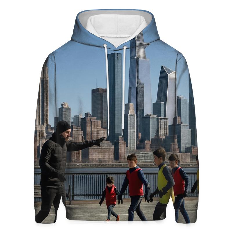 Clear Winter Noon From Hoboken With Riverfront Soccer Practice custom hoodies