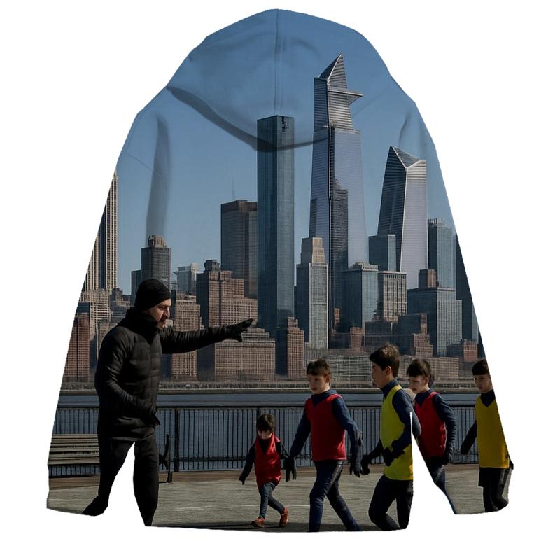 Clear Winter Noon From Hoboken With Riverfront Soccer Practice custom hoodies