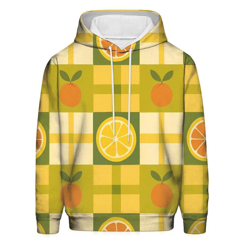 Retro Kitchen Citrus Plaid lightweight hoodies