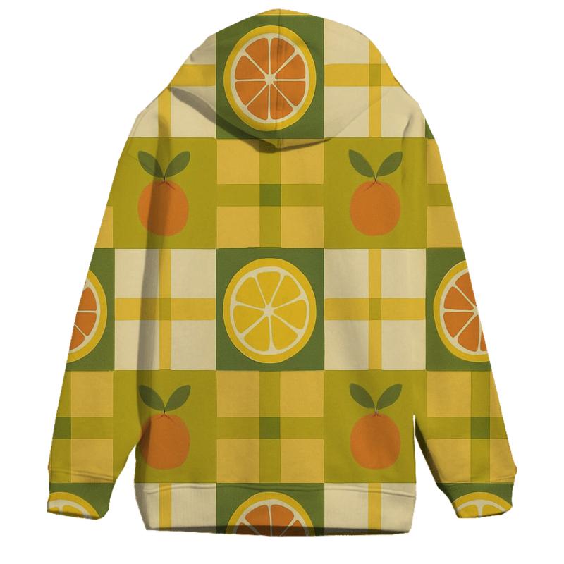 Retro Kitchen Citrus Plaid lightweight hoodies
