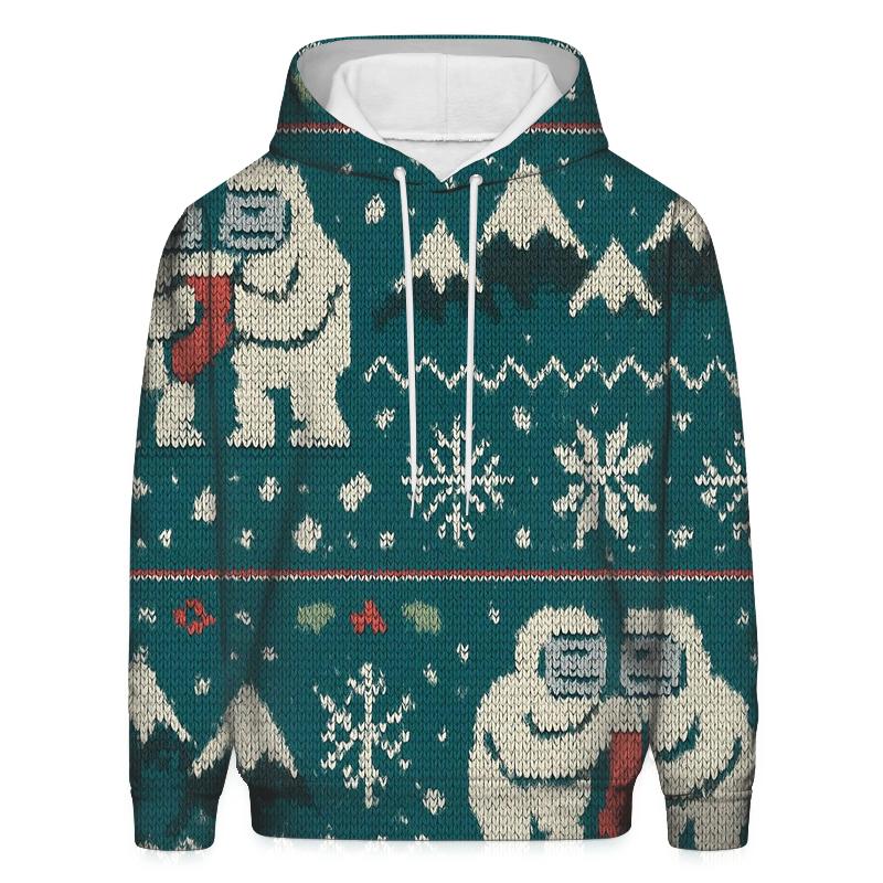 Holly Jolly Yeti Mountain Bands Design zip-up hoodies