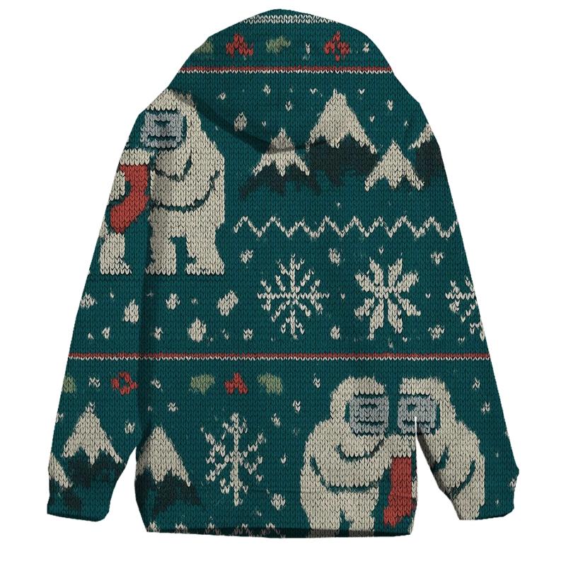 Holly Jolly Yeti Mountain Bands Design zip-up hoodies