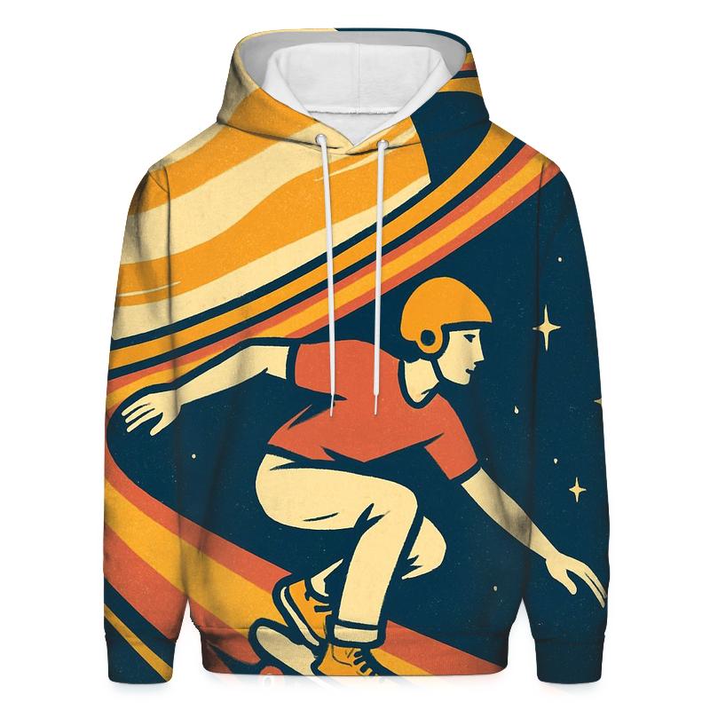 Retro Futurist Saturn Skate Poster pullover hoodies