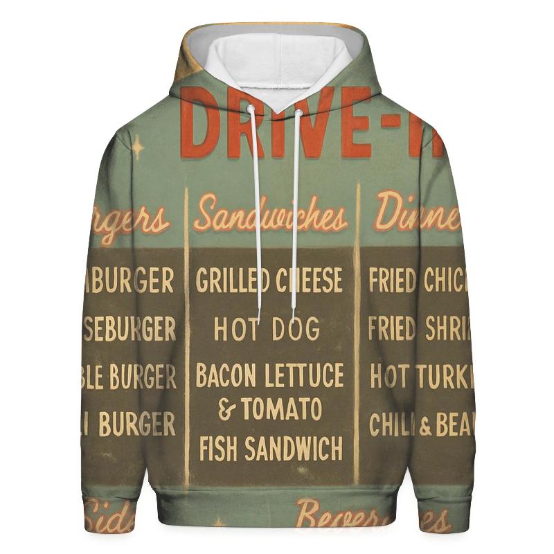 Retro 1960s Comet Drive In Menu Board graphic hoodies