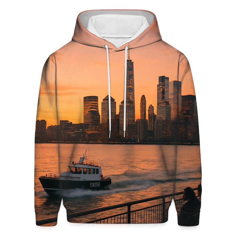 Sunset From The Battery With Harbor Pilots Crossing The Frame zip-up hoodies