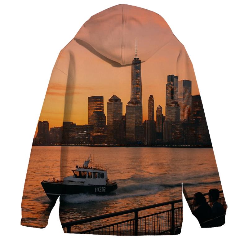 Sunset From The Battery With Harbor Pilots Crossing The Frame zip-up hoodies