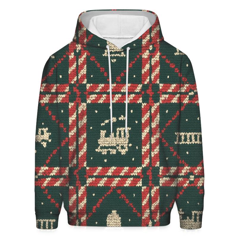 Candy Cane Train Track Tartan Design pullover hoodies