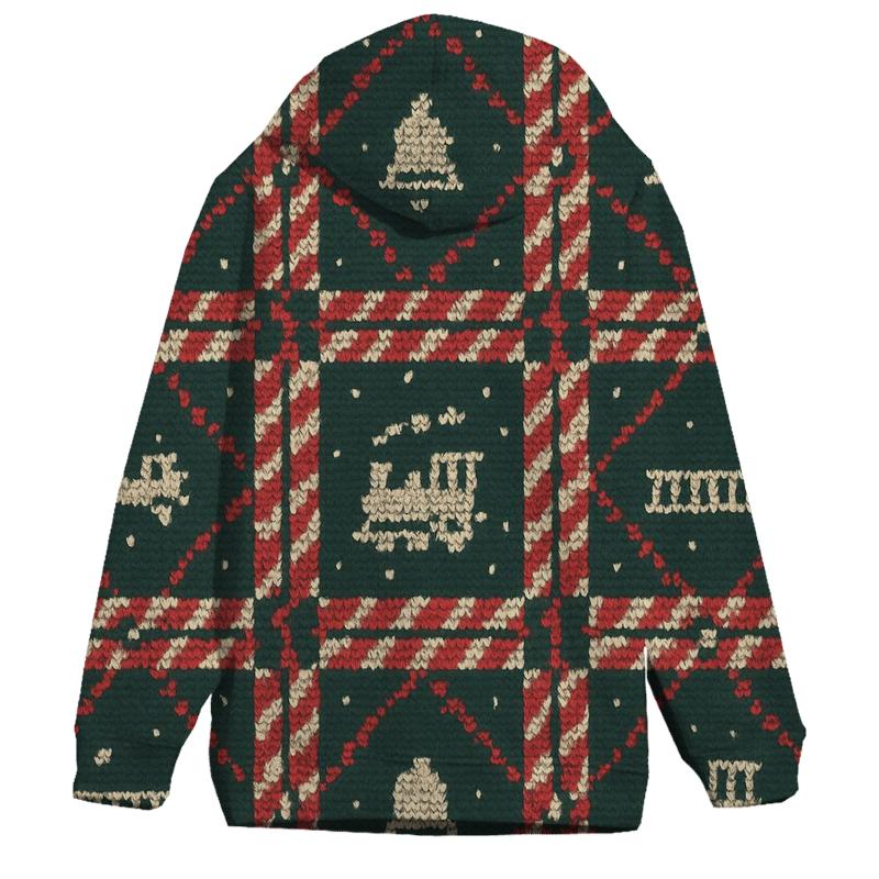Candy Cane Train Track Tartan Design pullover hoodies