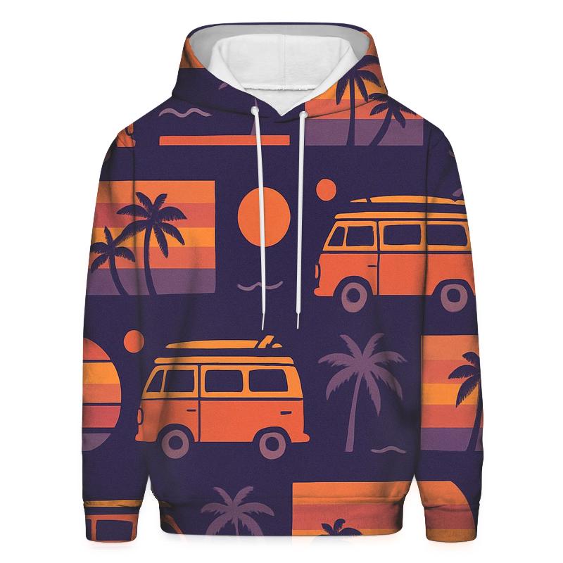 Sunset Surf Van Silhouette Stripe hoodies fashion