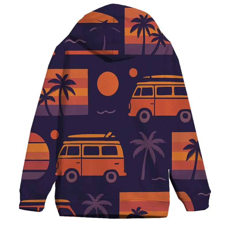 Sunset Surf Van Silhouette Stripe hoodies fashion