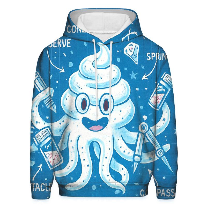 Ice Cream Kraken Blueprint printed hoodies