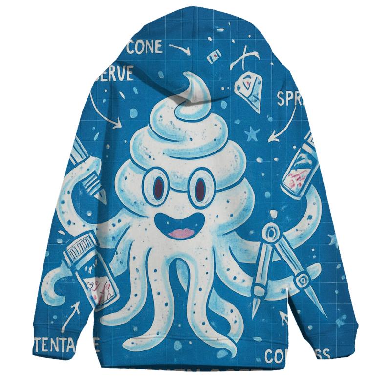 Ice Cream Kraken Blueprint printed hoodies
