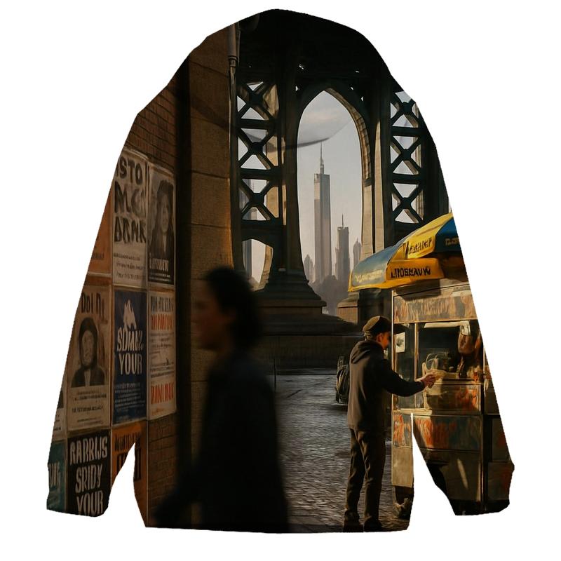 Cultural Mosaic Under The Manhattan Bridge With Distant Skyline Slice hoodie trends