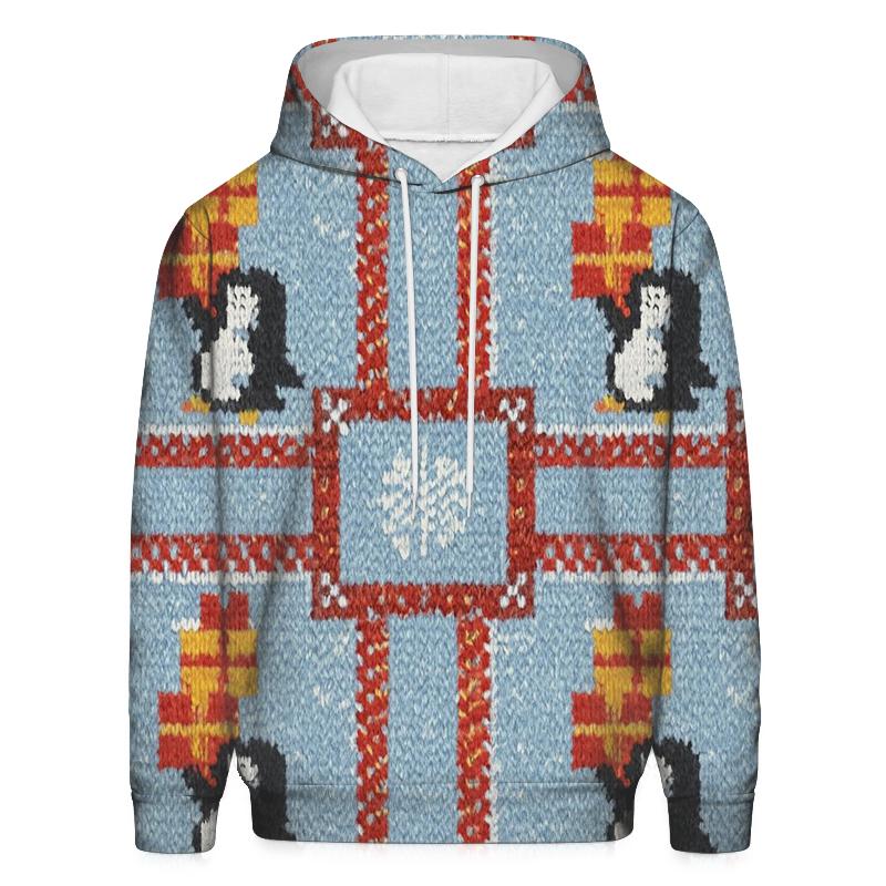 Penguin Present Stack Patchwork Design custom hoodies