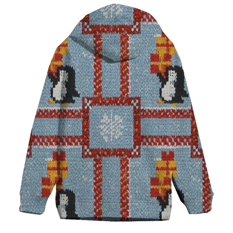 Penguin Present Stack Patchwork Design custom hoodies