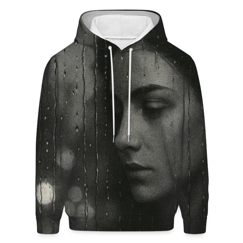 Monochrome Rainy Window Portrait pullover hoodies