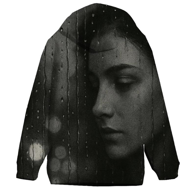 Monochrome Rainy Window Portrait pullover hoodies