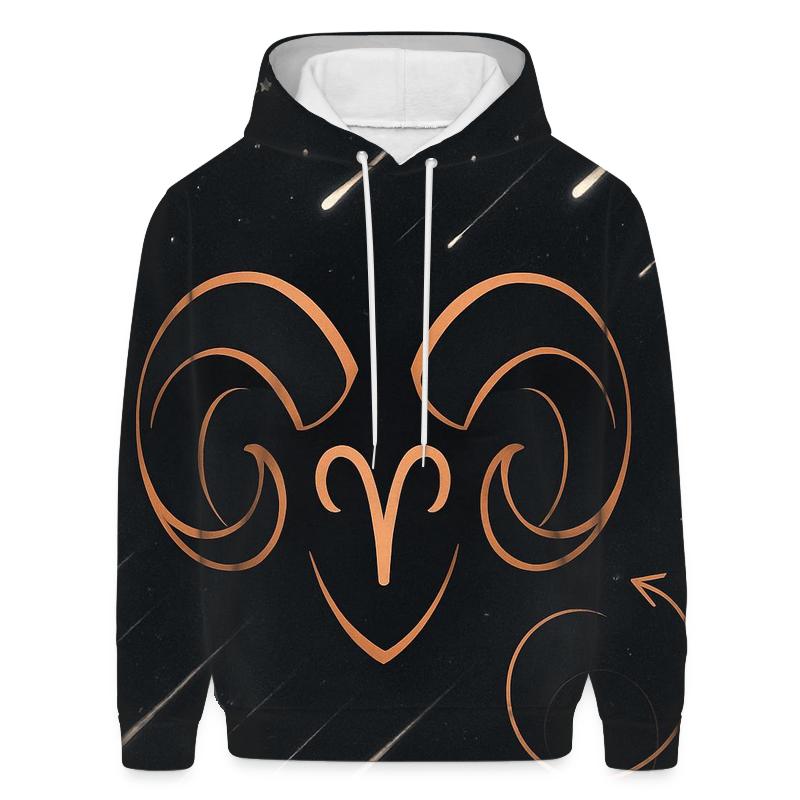 Aries Ram Horns And Meteor Retrograde Map zip-up hoodies