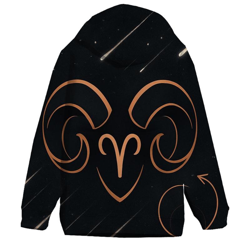 Aries Ram Horns And Meteor Retrograde Map zip-up hoodies