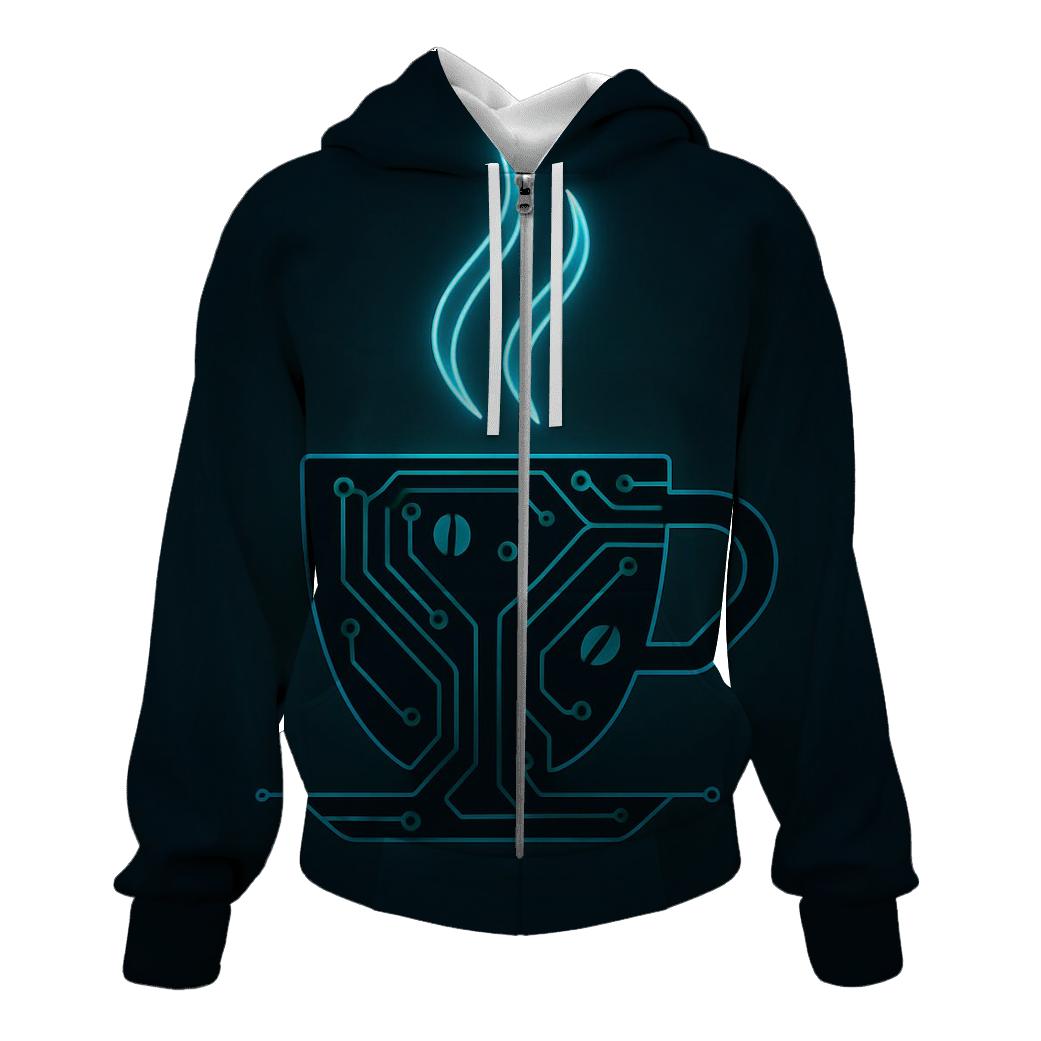 Neon Espresso Circuit printed hoodies