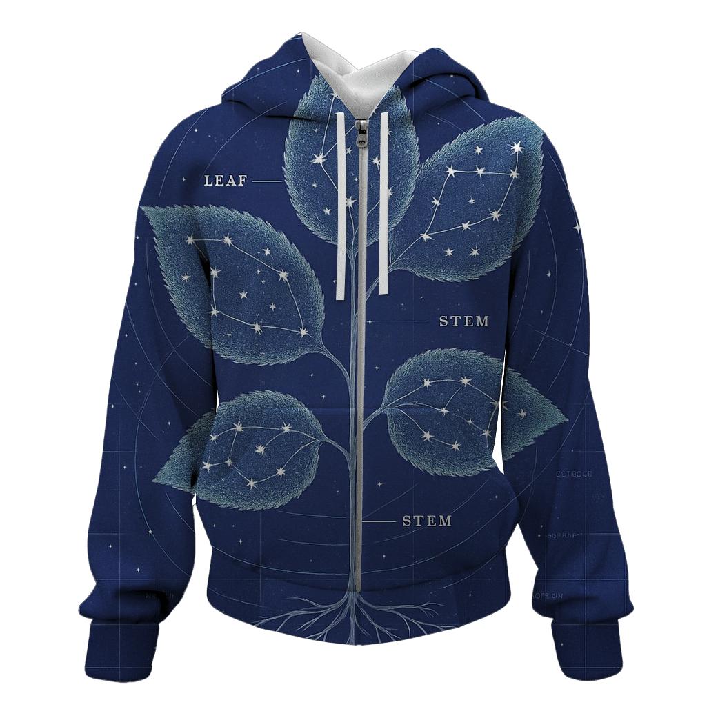 Cosmic Botanical Blueprint designer hoodies
