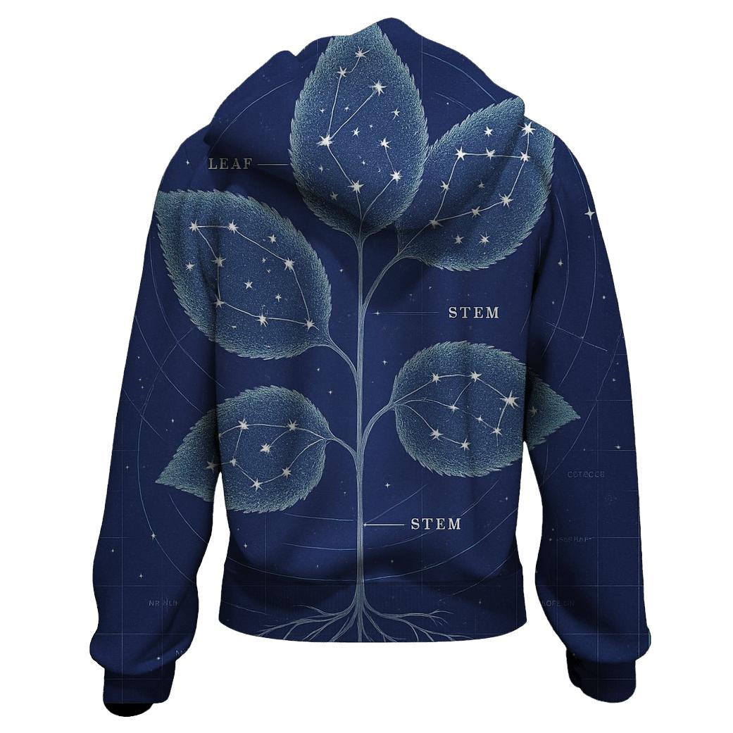 Cosmic Botanical Blueprint designer hoodies