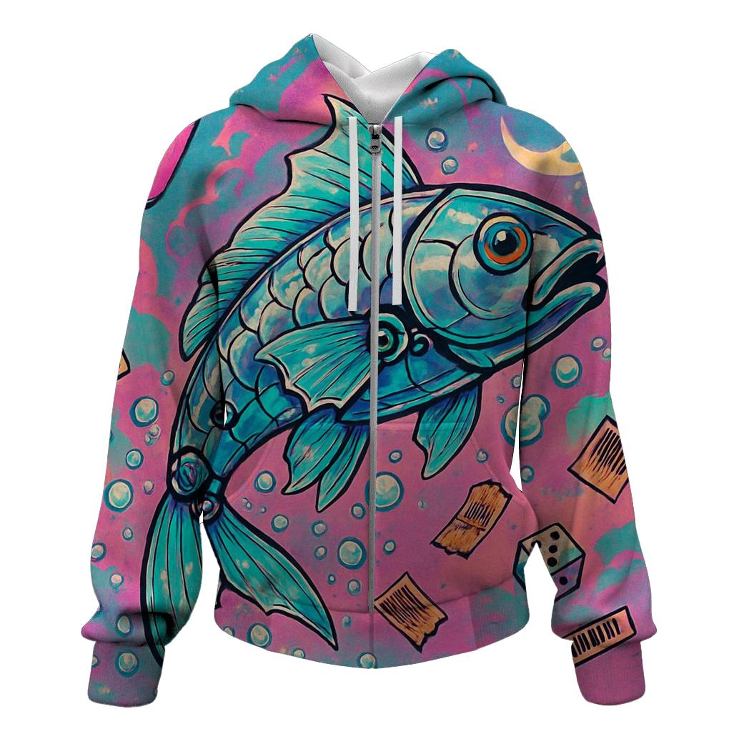 Clockwork Koi In The Soda Sky designer hoodies