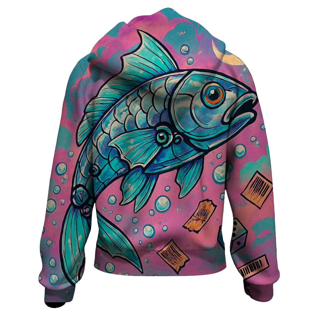 Clockwork Koi In The Soda Sky designer hoodies