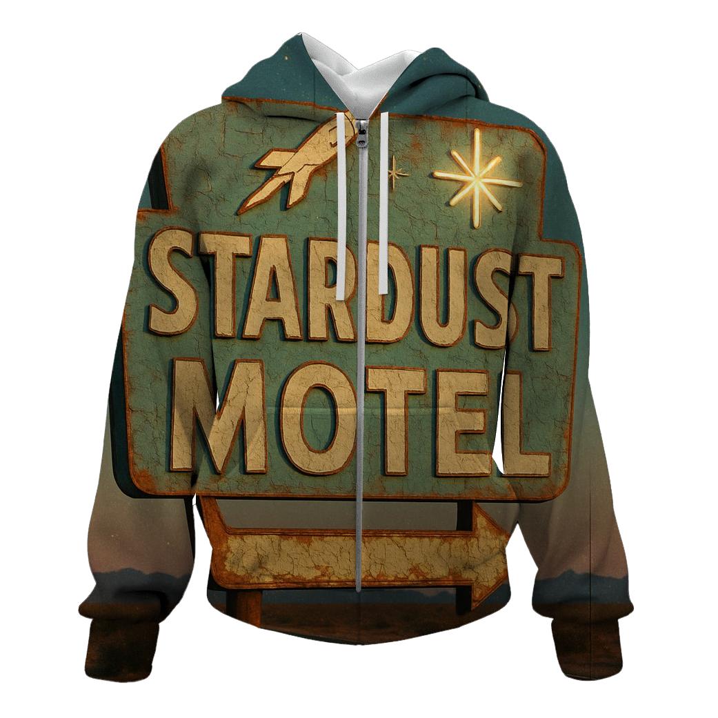 Weathered Space Age Motel Sign graphic hoodies