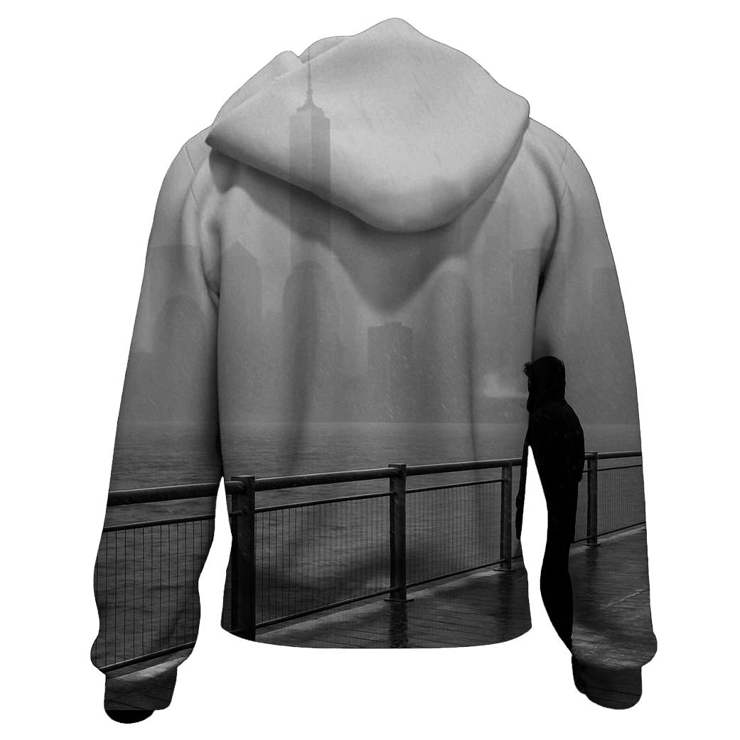 Snow Squall Over The Financial District From Brooklyn Bridge Park Pier premium hoodies