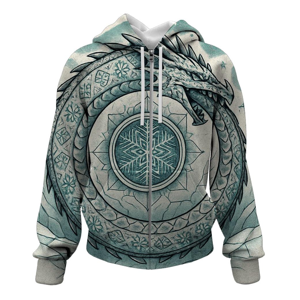 Ouroboros Glacier Ink Mandala printed hoodies