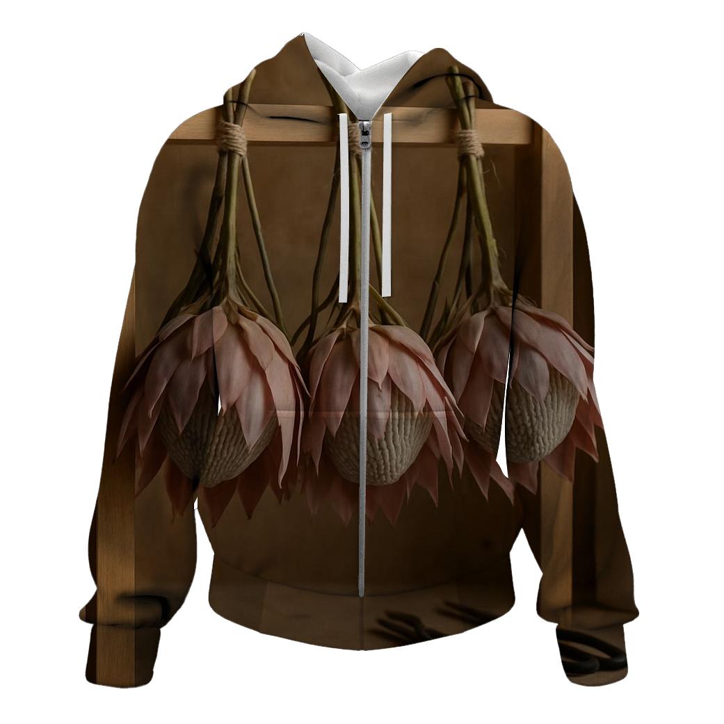 Protea Drying Rack In A Floristry Workshop embroidered hoodies