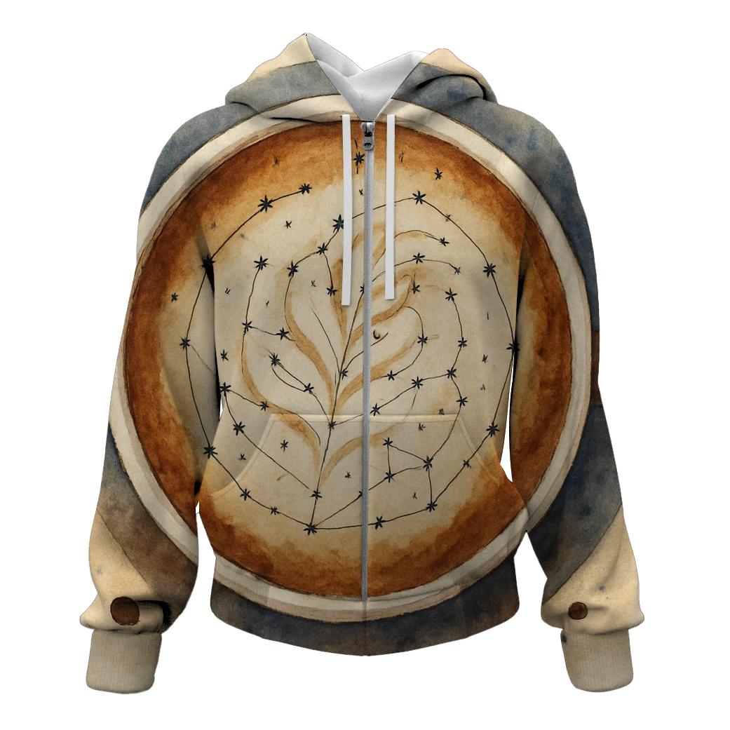 Latte Rosette Constellation zip-up hoodies
